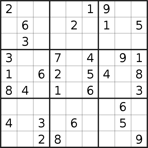 Sudoku puzzle for <br />Monday, 6th of February 2023