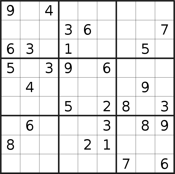 Sudoku puzzle for <br />Sunday, 19th of February 2023