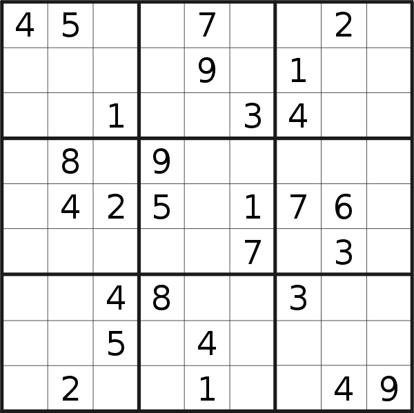 Sudoku puzzle for <br />Thursday, 23rd of February 2023