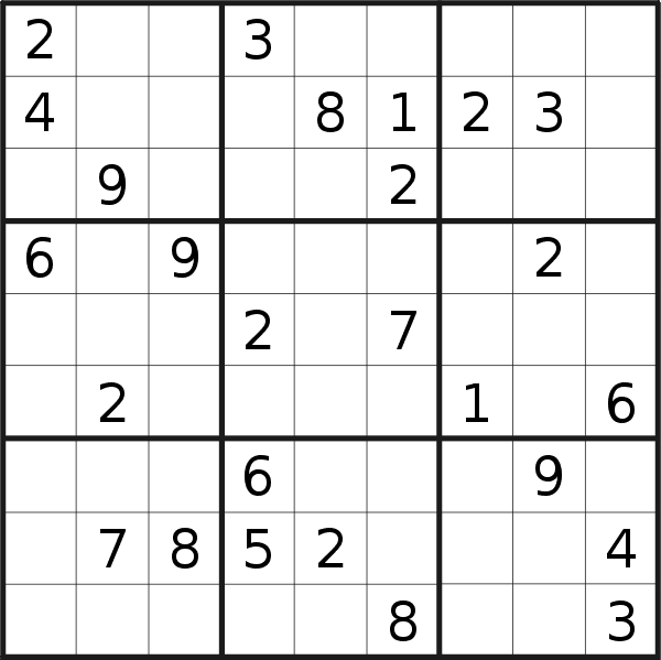 Sudoku puzzle for <br />Monday, 6th of March 2023