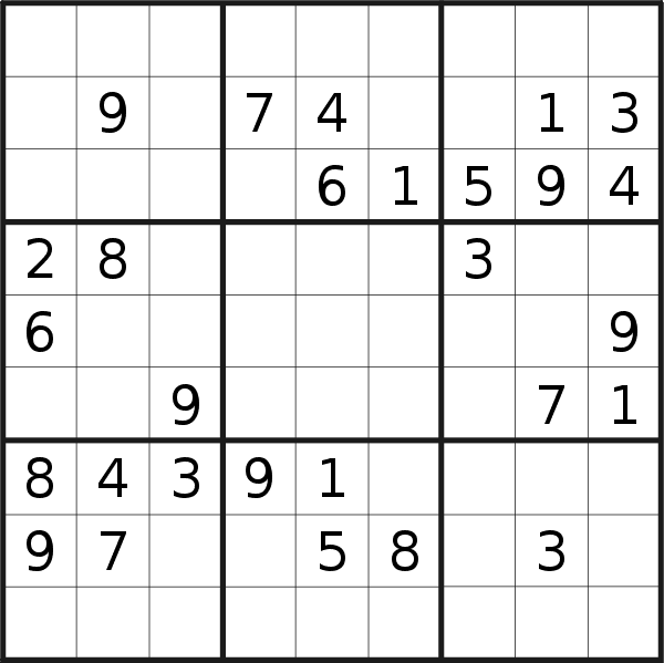 Sudoku puzzle for <br />Sunday, 12th of March 2023
