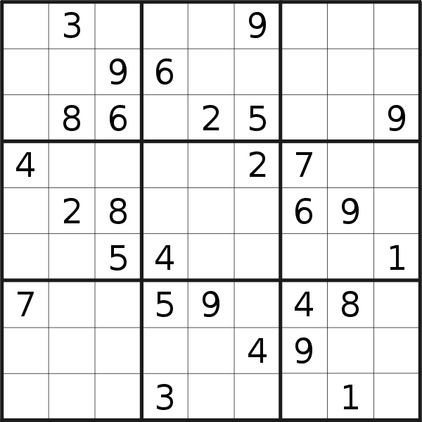 Sudoku puzzle for <br />Sunday, 19th of March 2023
