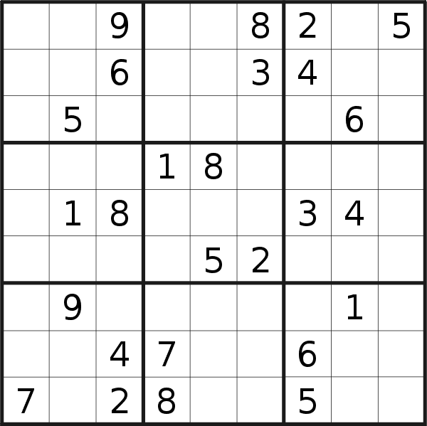 Sudoku puzzle for <br />Saturday, 25th of March 2023