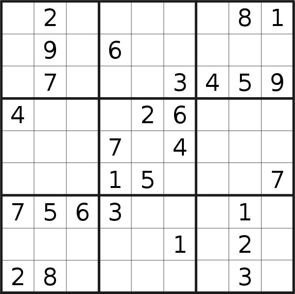 Sudoku puzzle for <br />Sunday, 2nd of April 2023