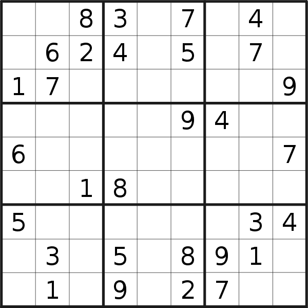 Sudoku puzzle for <br />Thursday, 11th of May 2023