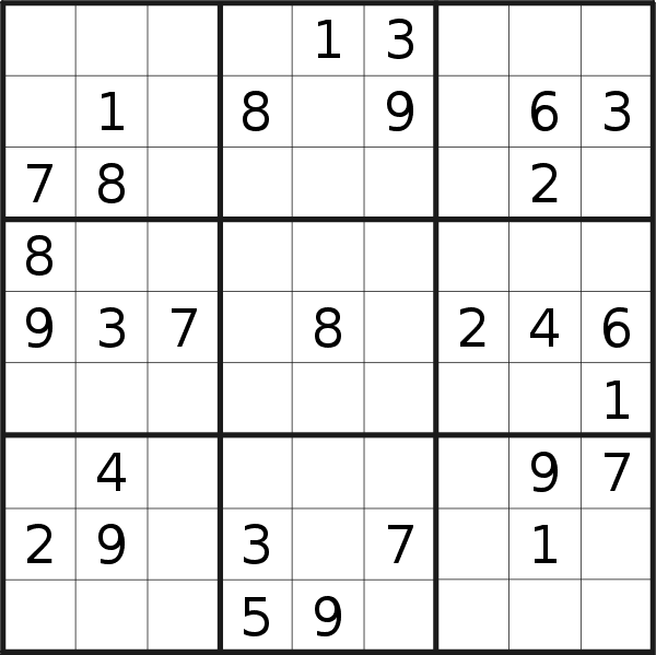 Sudoku puzzle for <br />Saturday, 13th of May 2023