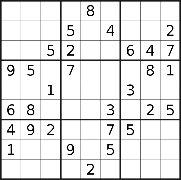 Sudoku puzzle for <br />Monday, 15th of May 2023