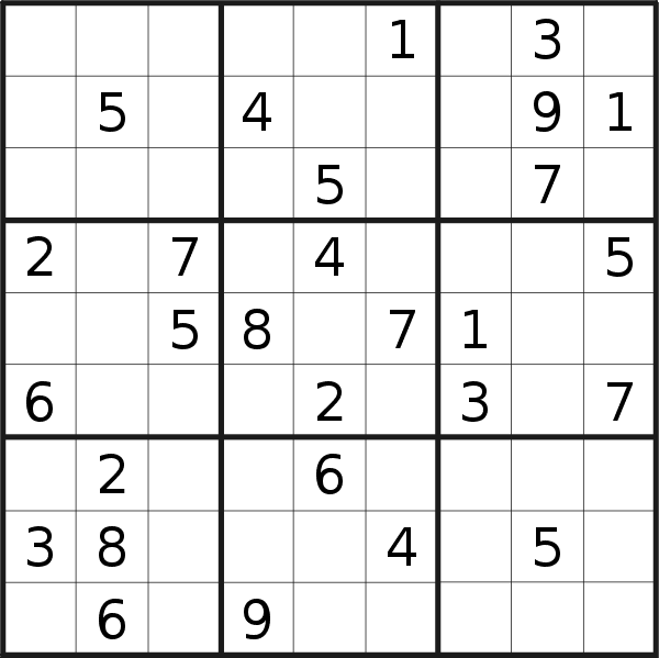 Sudoku puzzle for <br />Saturday, 20th of May 2023