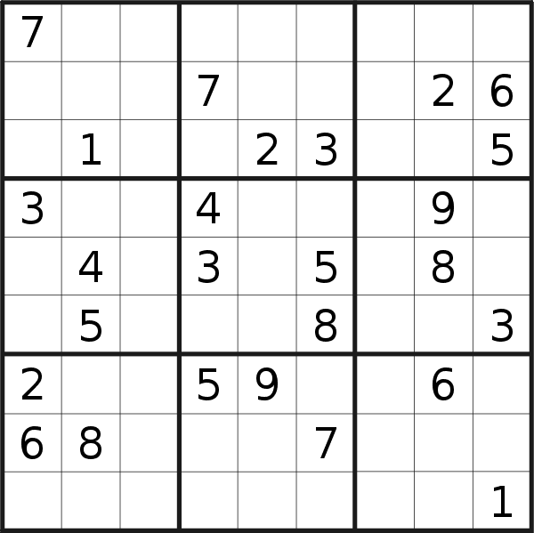 Sudoku puzzle for <br />Sunday, 21st of May 2023