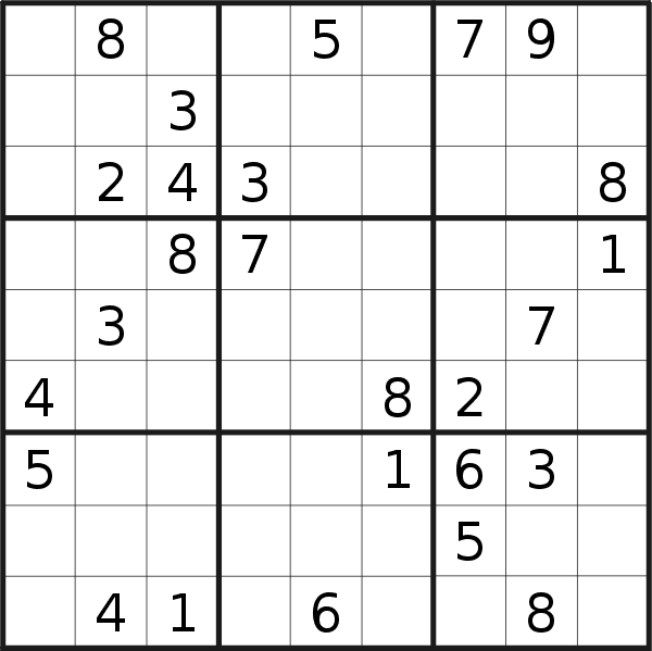 Sudoku puzzle for <br />Thursday, 25th of May 2023