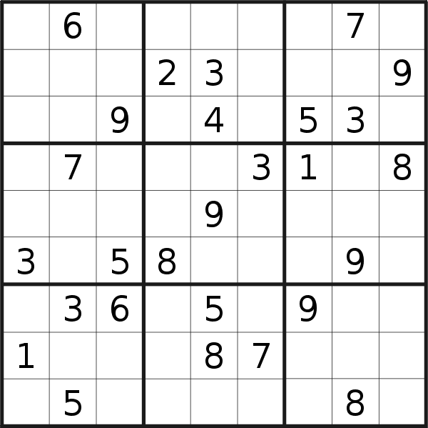 Sudoku puzzle for <br />Saturday, 29th of July 2023