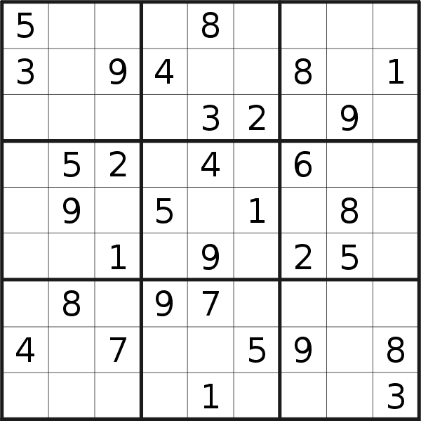 Sudoku puzzle for <br />Sunday, 30th of July 2023