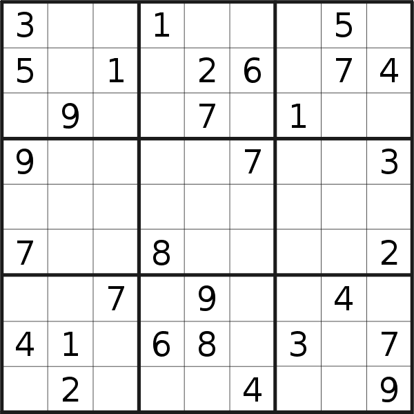 Sudoku puzzle for <br />Monday, 7th of August 2023