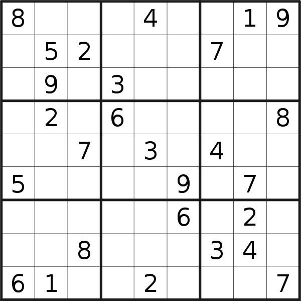 Sudoku puzzle for <br />Tuesday, 8th of August 2023