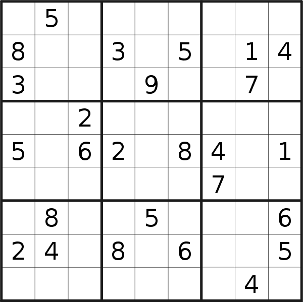Sudoku puzzle for <br />Wednesday, 9th of August 2023