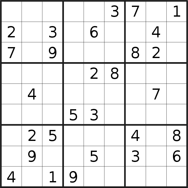 Sudoku puzzle for <br />Monday, 21st of August 2023