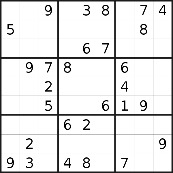 Sudoku puzzle for <br />Tuesday, 22nd of August 2023