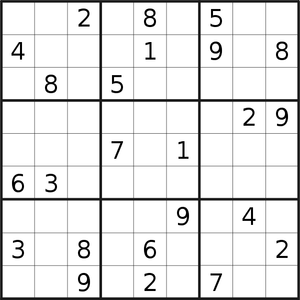 Sudoku puzzle for <br />Thursday, 31st of August 2023