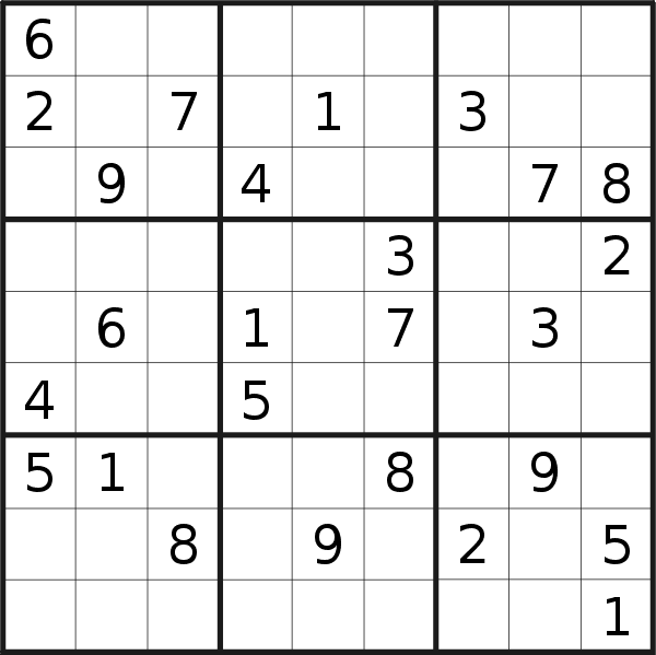 Sudoku puzzle for <br />Thursday, 7th of September 2023