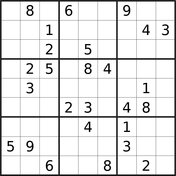 Sudoku puzzle for <br />Sunday, 7th of January 2024