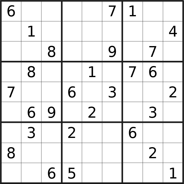 Sudoku puzzle for <br />Monday, 8th of January 2024