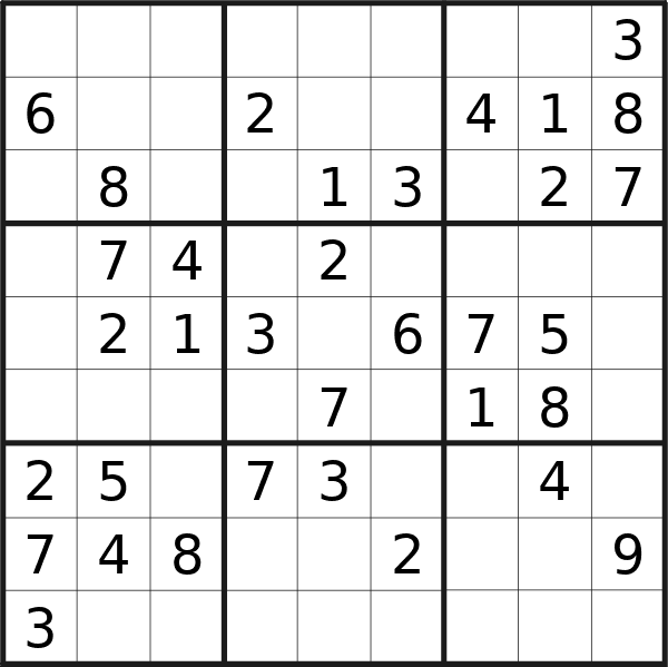 Sudoku puzzle for <br />Tuesday, 16th of January 2024