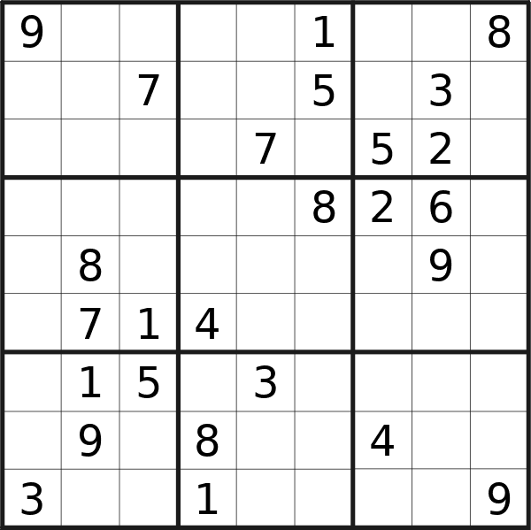 Sudoku puzzle for <br />Thursday, 1st of February 2024