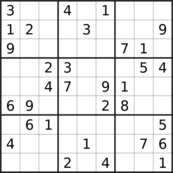 Sudoku puzzle for <br />Saturday, 10th of February 2024