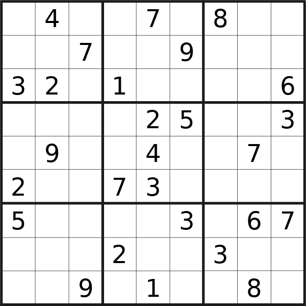 Sudoku puzzle for <br />Monday, 12th of February 2024