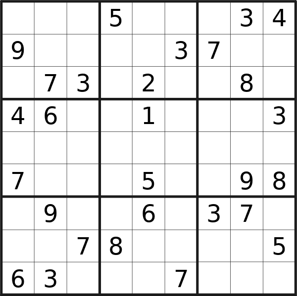 Sudoku puzzle for <br />Tuesday, 5th of March 2024