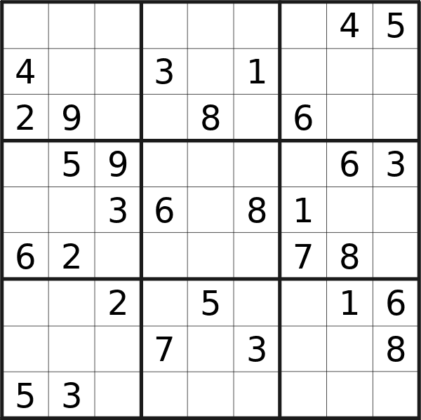Sudoku puzzle for <br />Thursday, 7th of March 2024