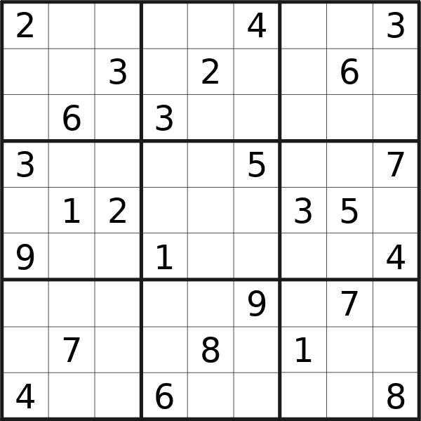Sudoku puzzle for <br />Monday, 25th of March 2024