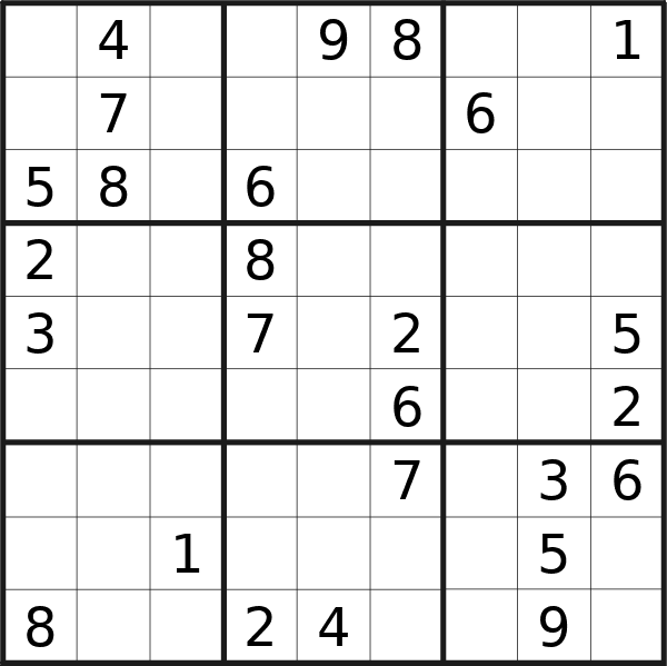 Sudoku puzzle for <br />Friday, 12th of April 2024