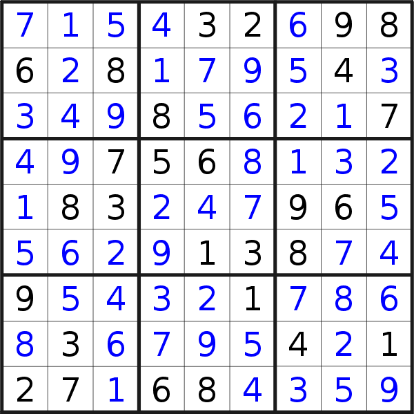 Sudoku solution for puzzle published on Saturday, 7th of April 2012