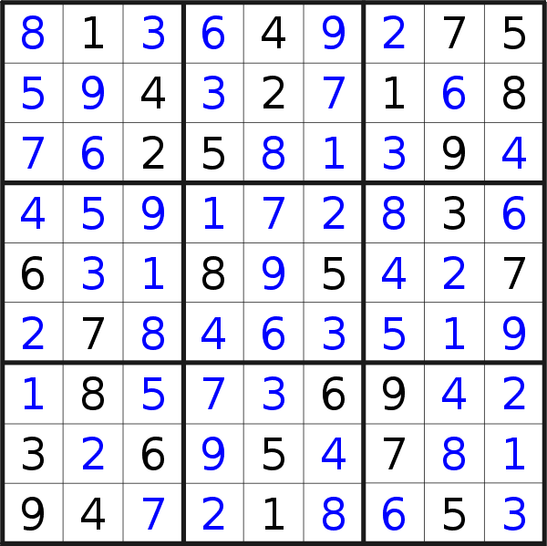 Sudoku solution for puzzle published on Saturday, 19th of July 2014