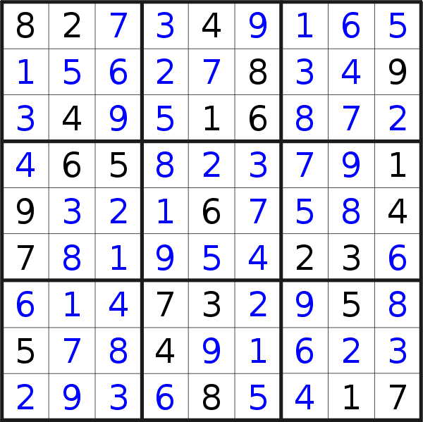Sudoku solution for puzzle published on Friday, 4th of October 2019