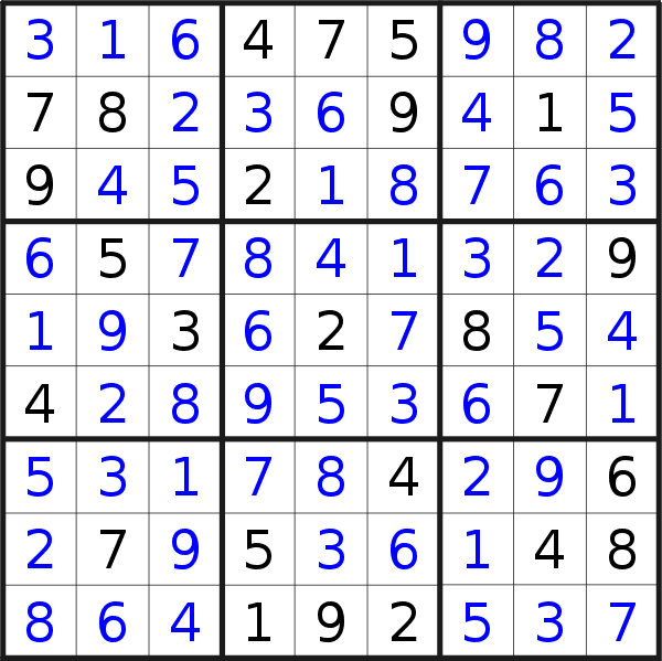 Sudoku solution for puzzle published on Wednesday, 9th of October 2019