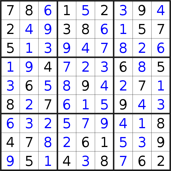 Sudoku solution for puzzle published on Saturday, 26th of October 2019