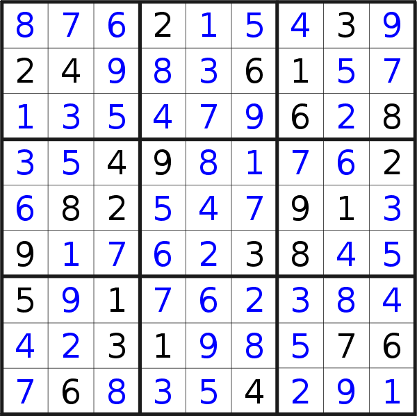 Sudoku solution for puzzle published on Thursday, 31st of October 2019