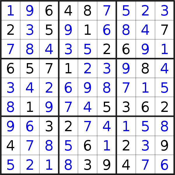 Sudoku solution for puzzle published on Saturday, 2nd of November 2019