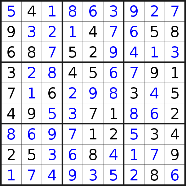 Sudoku solution for puzzle published on Monday, 4th of November 2019