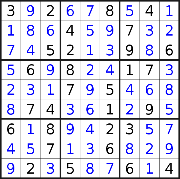 Sudoku solution for puzzle published on Friday, 8th of November 2019