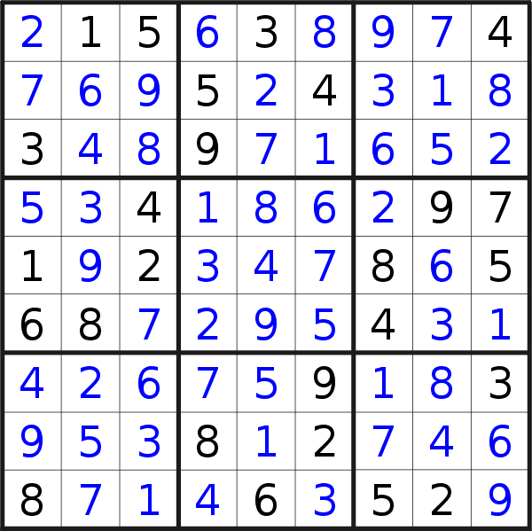 Sudoku solution for puzzle published on Monday, 18th of November 2019