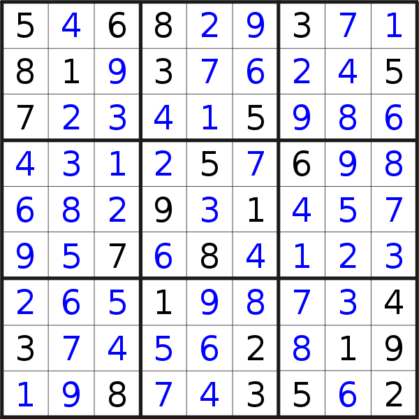 Sudoku solution for puzzle published on Thursday, 23rd of January 2020