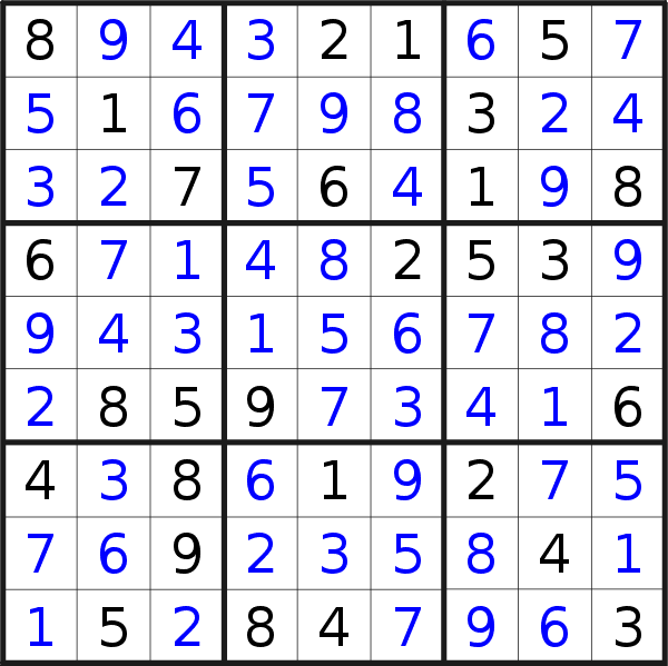 Sudoku solution for puzzle published on Saturday, 8th of February 2020