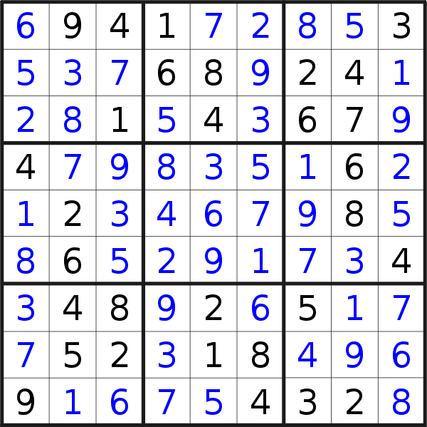 Sudoku solution for puzzle published on Sunday, 17th of May 2020