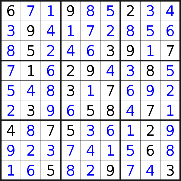 Sudoku solution for puzzle published on Tuesday, 19th of May 2020