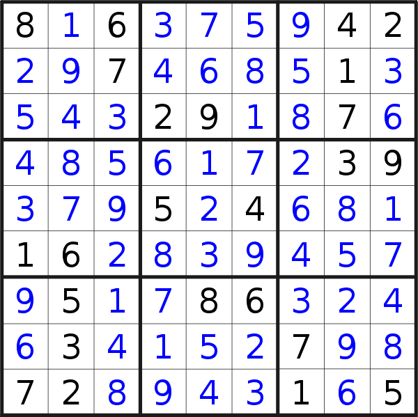Sudoku solution for puzzle published on Tuesday, 26th of May 2020