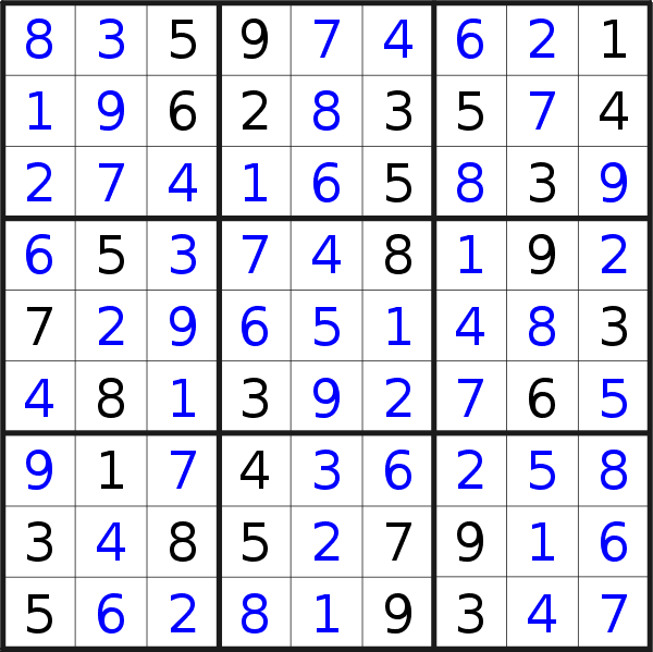 Sudoku solution for puzzle published on Sunday, 31st of May 2020