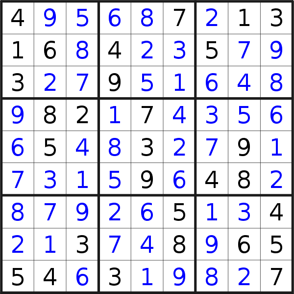 Sudoku solution for puzzle published on Monday, 1st of June 2020